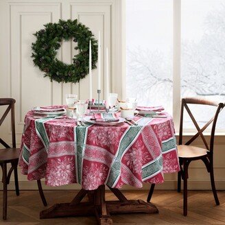 Poinsettia Plaid Jacquard Tablecloth - Mulitcolor - 60x84 Oval