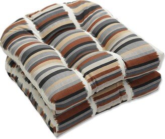 Pillow Perfect Outdoor Solar Stripe Ebony Wicker Seat Cushion