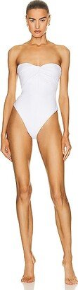 Twist Strapless One Piece Swimsuit in White