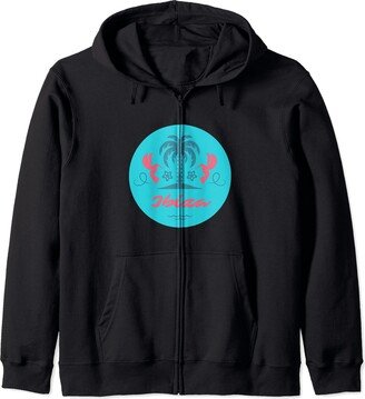 Travel Fashion Ibiza Holiday Party Beach Hippie Balearic Islands 80s Retro Vibes Zip Hoodie