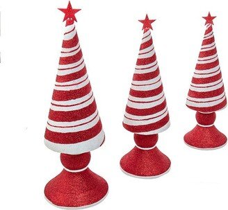 Kurt S. Adler Kurt Adler Kurt Adler 10-14-Inch Peppermint Stripe Tree Table Piece, 3 Piece Set