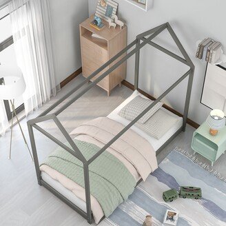 GEROJO Twin Size Wooden House Bed-AA