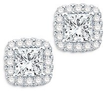 Diamond Princess Halo Stud Earrings in 14K White Gold, 0.95 ct. t.w. - 100% Exclusive