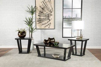 Furniture Aminta Black 3-piece Occasional Set with Open Shelves