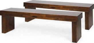 Greenway Acacia Wood Rustic Dining Benches