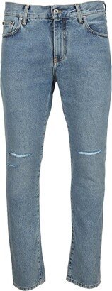 Diagonal Print Slim-Fit Jeans