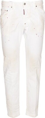 Logo-Patch Paint Splatter Skinny Jeans-AA