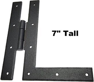 Set Of Four 7 Hl Hinges - Black Hand Forged Steel, Powder Coated Black Sold As A Set