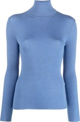 Roll-Neck Ribbed Wool Jumper-AA