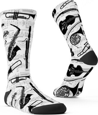 Socks: Musical Instruments Custom Socks, White