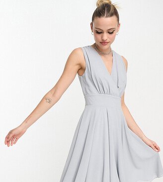 TFNC Tall Bridesmaid mini skater dress in gray