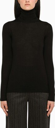 Black wool turtleneck sweater-AA