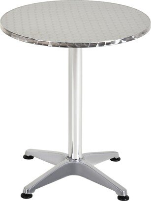 HomCom Modern Round Bar Table Convertible Bistro Pub Counter Aluminum Indoor