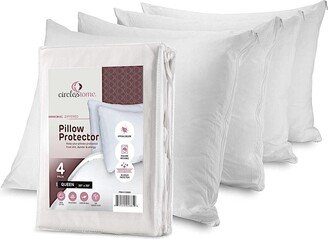 Circleshome Circles Home 100% Cotton Pillow Protector with Zipper â White (4 Pack)