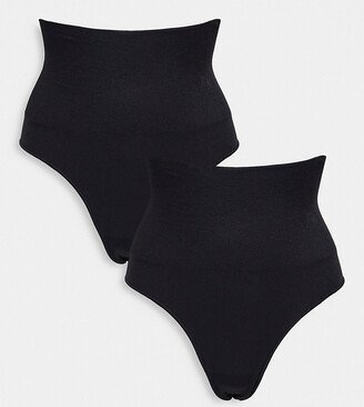 Mamalicious Maternity 2 pack high waisted thong in black