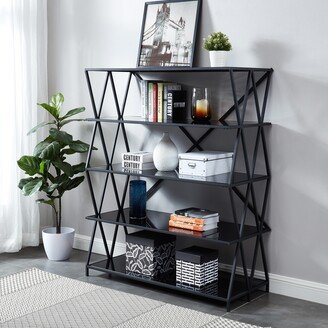 Albaric Modern Black Metal Display Bookcase