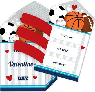 Big Dot Of Happiness Go, Fight, Win - Sports Cards for Kids - Happy Valentine's Day Pull Tabs - 12 Ct