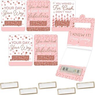 Big Dot of Happiness Pink Rose Gold Birthday - DIY Assorted Happy Birthday Cash Holder Gift - Funny Money Cards - Set of 6