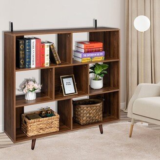 Wood Bookcase, Storage Shelves Stand Bookshelf for Entryway