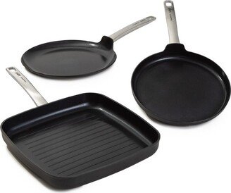 Graphite 3Pc Non-stick Ceramic Specialty Cookware Set, Sustainable Recycled Material