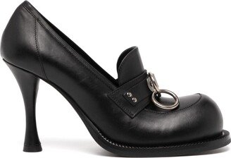 100mm Bulb-Toe Leather Pumps