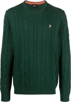 Logo-Embroidered Cable-Knit Jumper-AA