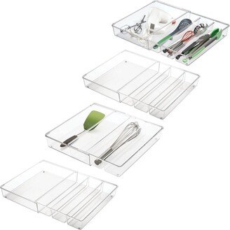 mDesign Plastic Adjustable/Expandable Drawer Storage Organizer, 4 Pack