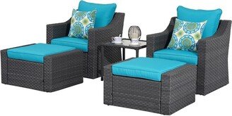 W Unlimited Sectional Furniture Set, 7 Pieces PE Wicker Conversation Sets with Table and Ottoman - 51.57x26.77x29.13