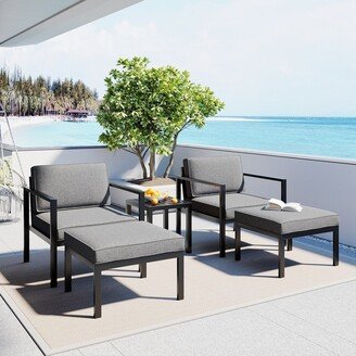 Telepassa Outdoor Patio 5-piece Aluminum Alloy Conversation Set Sofa Set