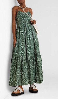 Tiered floral-print cotton and silk-blend maxi dress