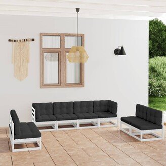 8 Piece Patio Lounge Set with Cushions Solid Pinewood-AV