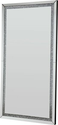 Floor Mirror with Faux Diamond Inlays and LED Trim, Silver