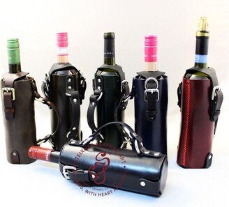 Wine Carrier Bag, Leather Wine Tote, Leather Holder, Leather Bottle Carrier, Leather Caddy