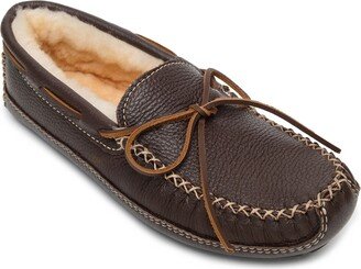 Men's Moosehide Leather Sheepskin Moccasin Slippers