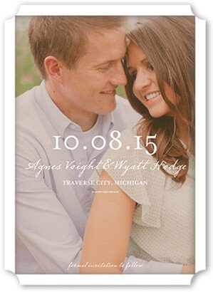 Save The Date Cards: Dreamy Moment Save The Date, White, Pearl Shimmer Cardstock, Ticket