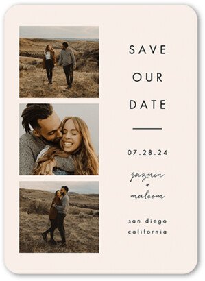 Save The Date Cards: Novel Layout Save The Date, Beige, 5X7, Standard Smooth Cardstock, Rounded