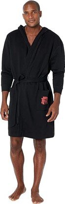 Brushed Fleece Hooded Robe (Polo Black/RL2000 Red Logo) Men's Robe