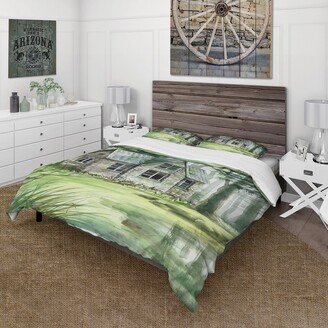 Designart 'Haunted House In The Pine Forest' Lake House Duvet Cover Set