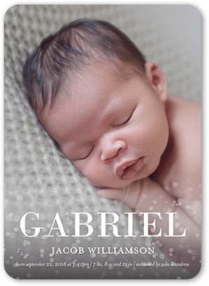 Birth Announcements: Gentle Welcome Birth Announcement, White, 5X7, Matte, Signature Smooth Cardstock, Rounded