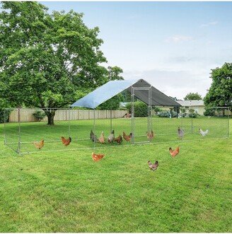 Large Metal Chicken Coop Walk-in Poultry Cage Hen Rabbit Run House with Cover