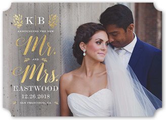 Wedding Announcements: Monogram Announcement Wedding Announcement, Yellow, Matte, Signature Smooth Cardstock, Ticket