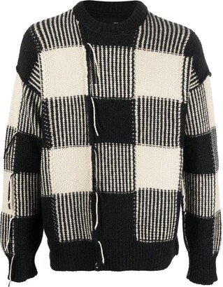 Check-Pattern Distressed-Effect Jumper