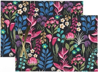 Tropical Garden Placemats | Set Of 2 - Moody Jewel By Jill O Connor Flora Cloth Spoonflower