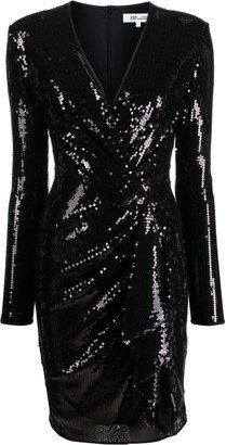 Lexa sequin-embellished wrap dress