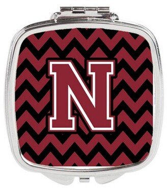 CJ1052-NSCM Letter N Chevron Garnet & Black Compact Mirror