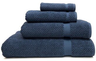 Midnight Blue Herringbone 4-Piece Towel Set