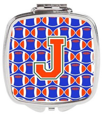 CJ1083-JSCM Letter J Football Green, Blue & Orange Compact Mirror