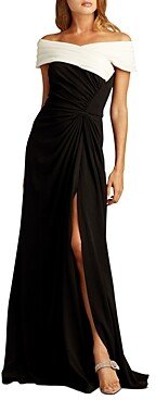 Off-the-Shoulder Crepe Gown
