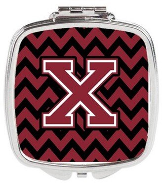 CJ1052-XSCM Letter X Chevron Garnet & Black Compact Mirror