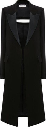 Cut Out Crombie satin-trimmed wool coat-AA